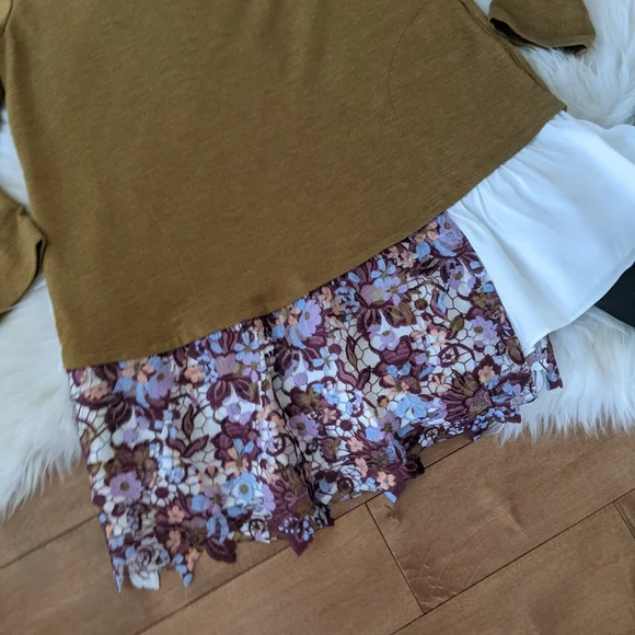 LOGO - Terry Top with Poplin Ruffle Hem - Picture 10 of 12